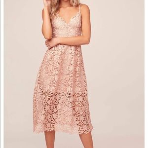ASTR the Label Lace A Line Midi Rose Gold